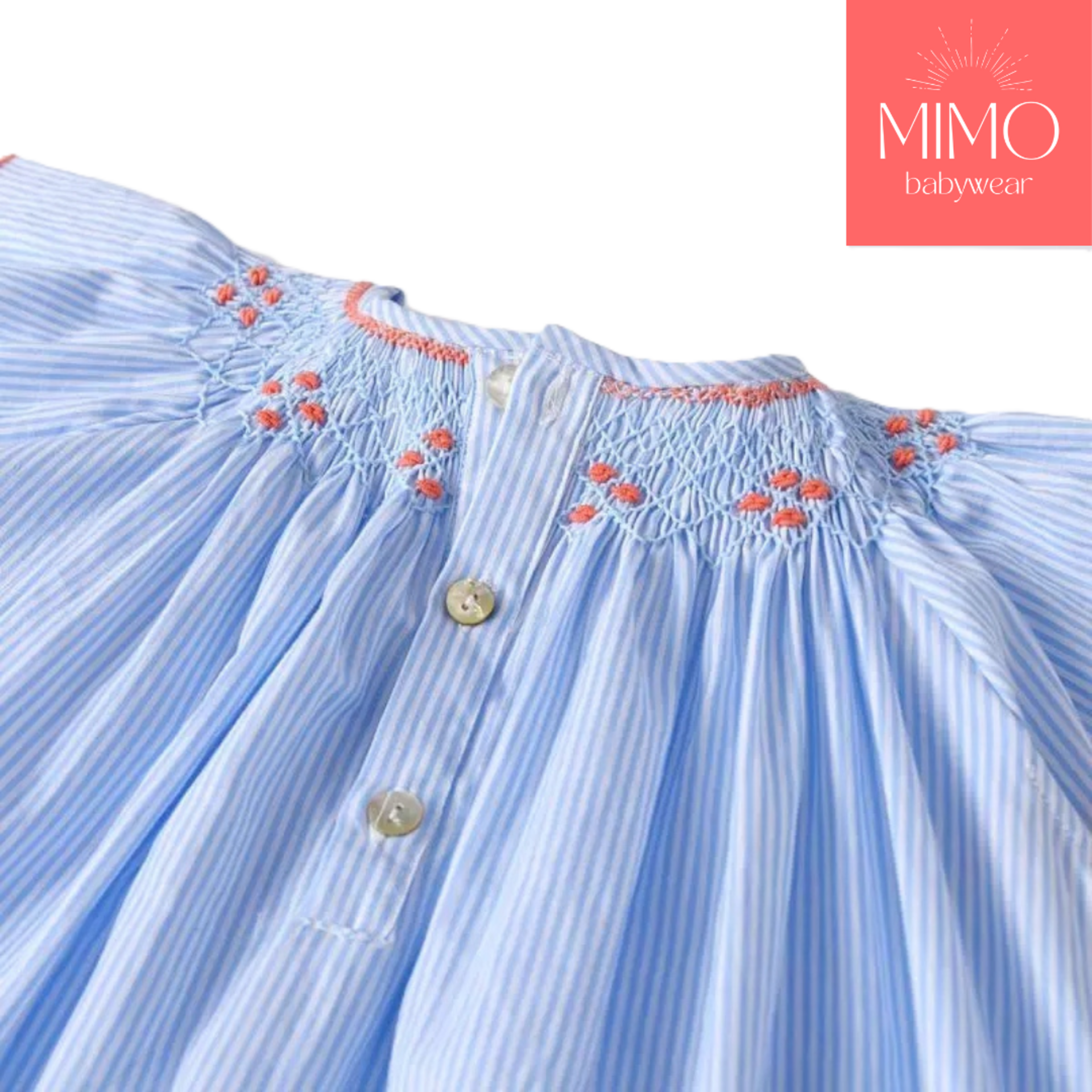 Vestido rayas azules (punto smock). - 6