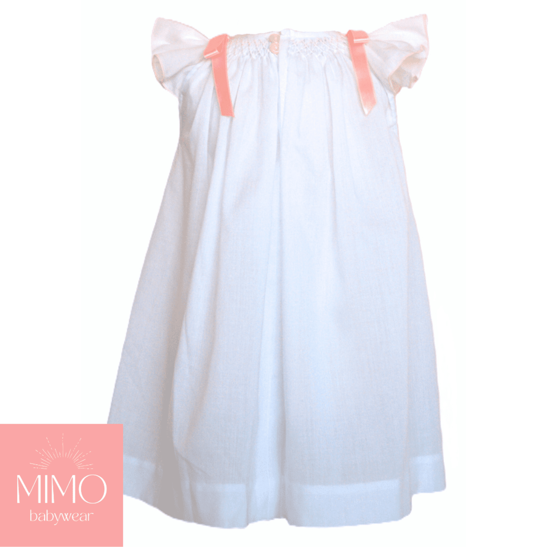 Vestido blanco (punto smock floral rosa). - 2