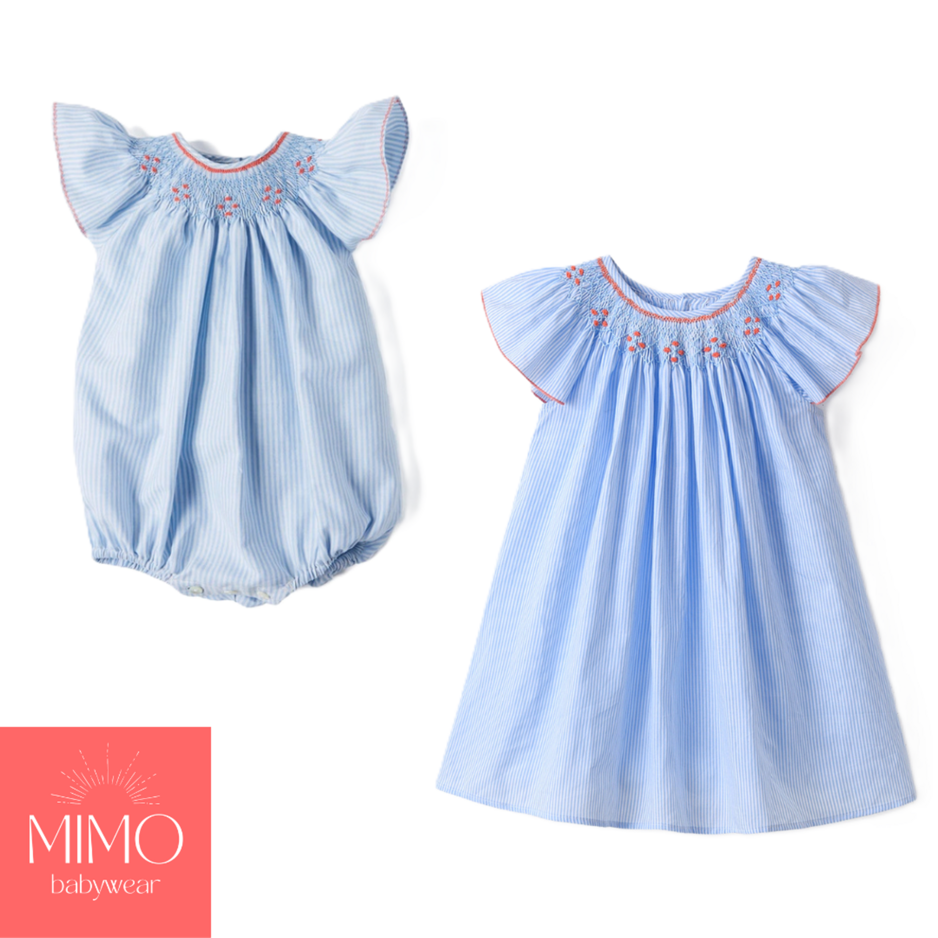 Vestido rayas azules (punto smock). - 3