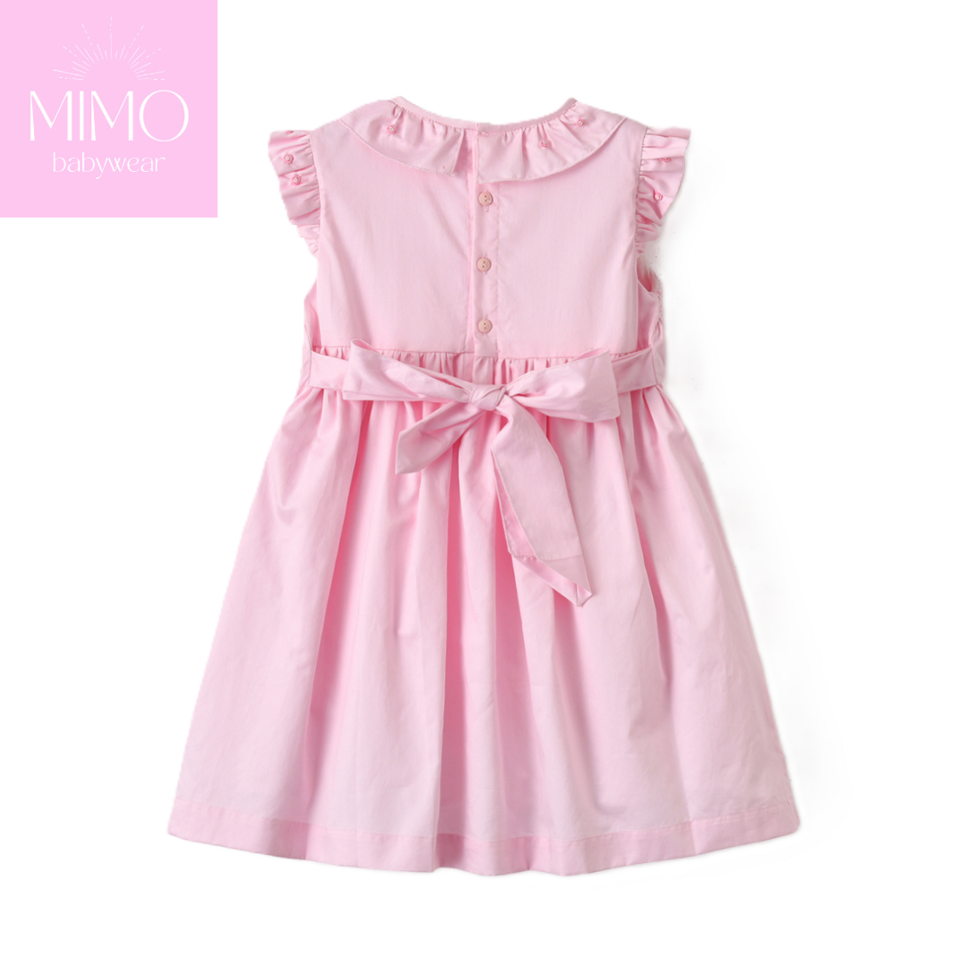 Vestido rosa (punto smock). - 2