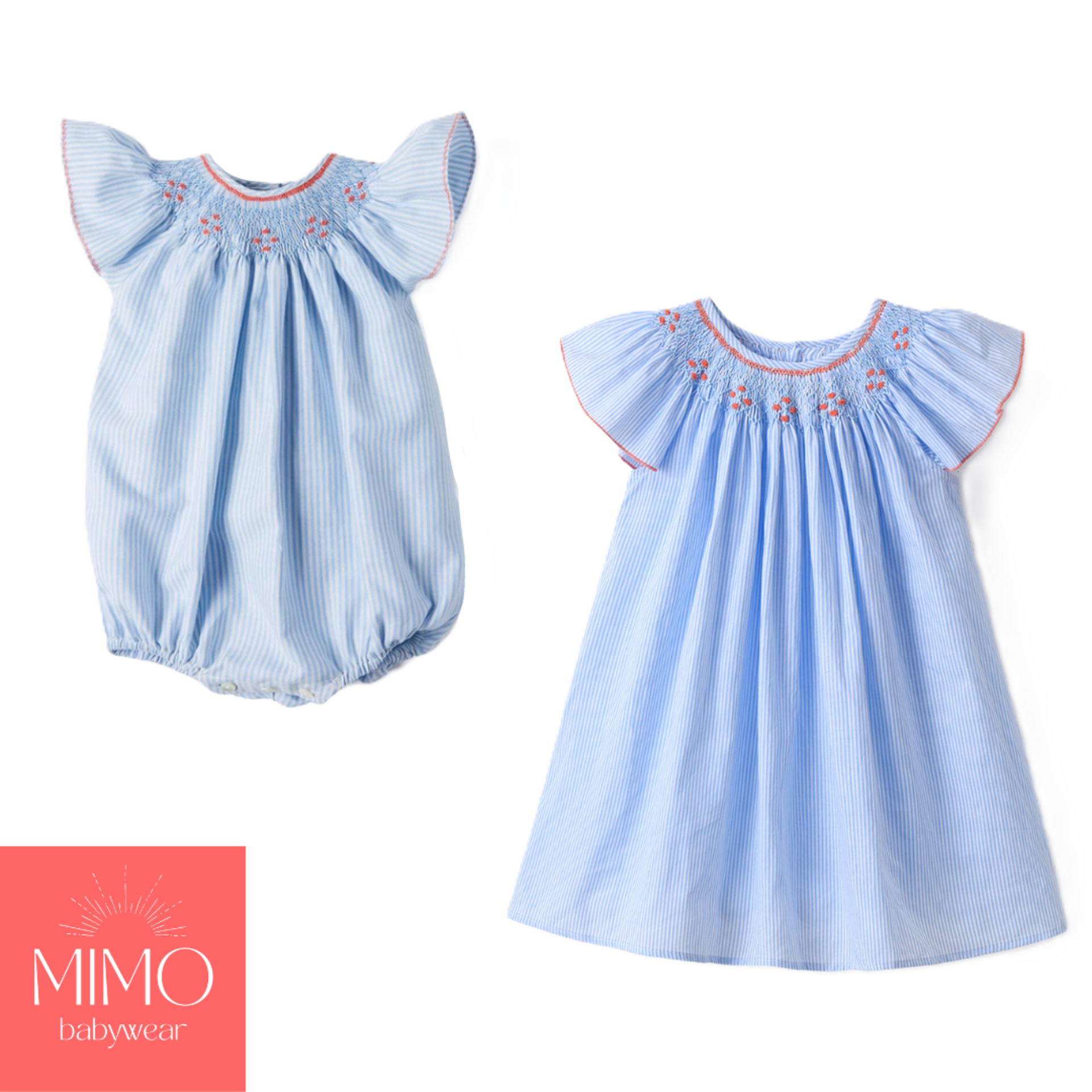Pelele rayas azules (punto smock). - 2