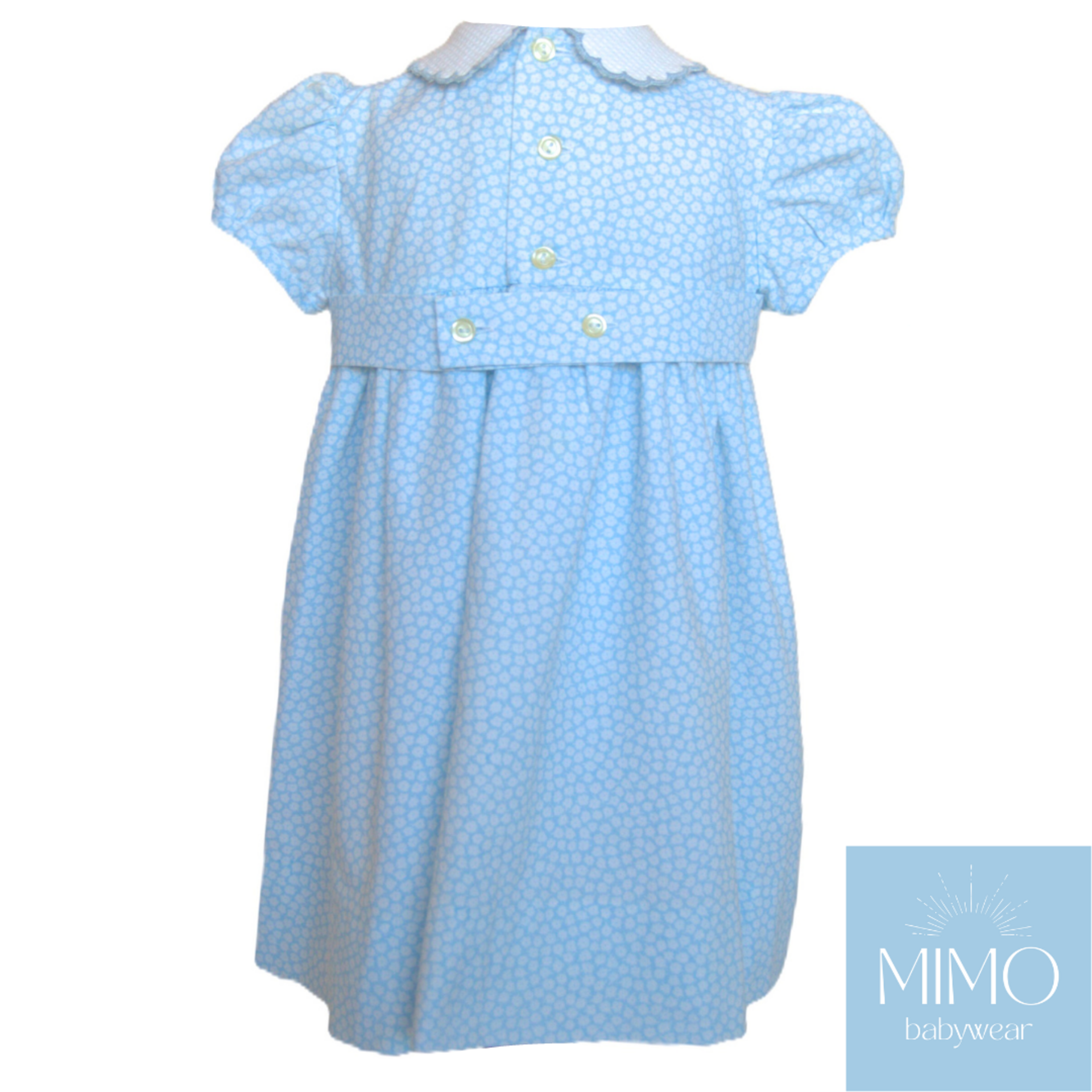 Vestido floral (azul y blanco). - 5