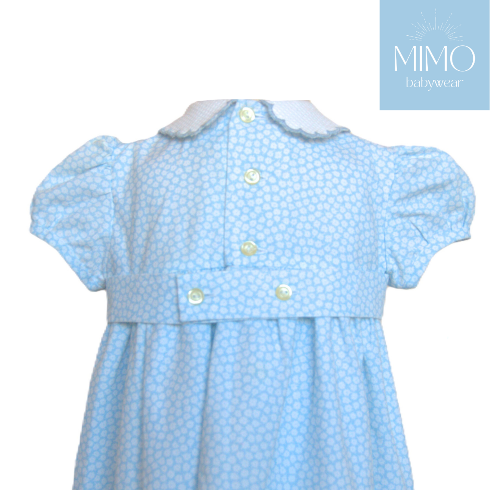 Vestido floral (azul y blanco). - 4