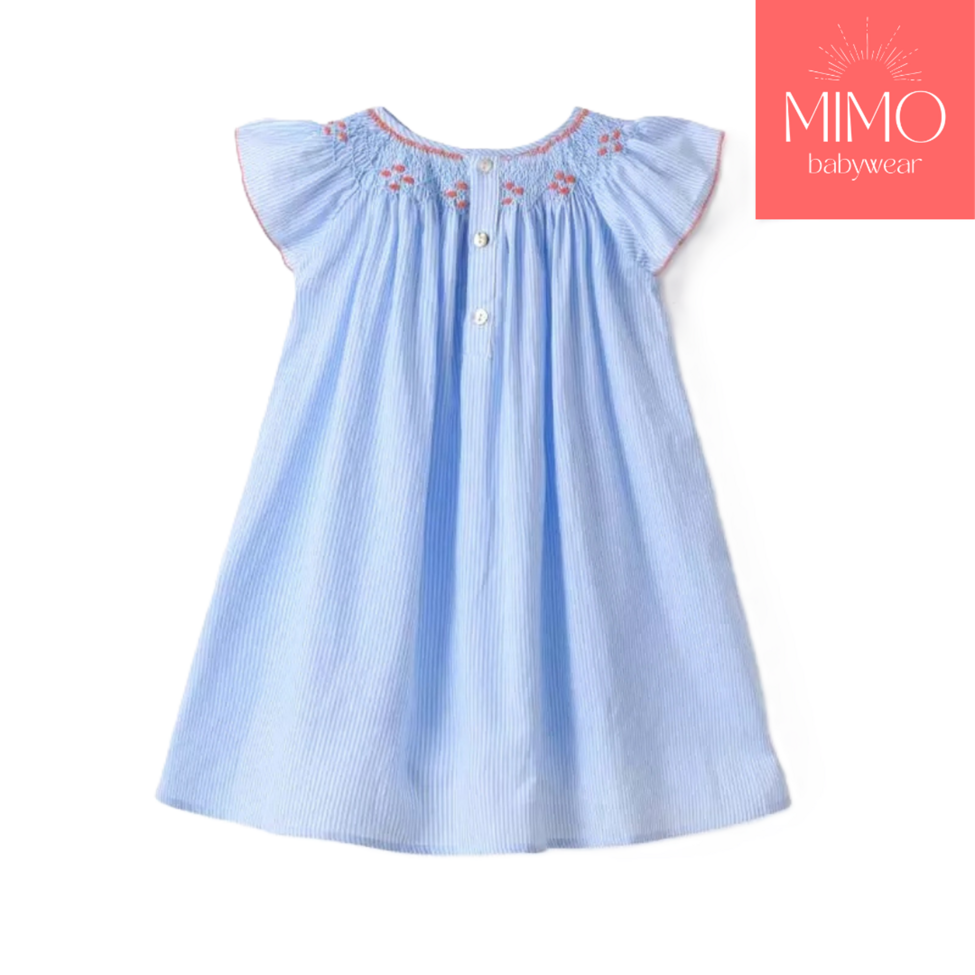 Vestido rayas azules (punto smock). - 2