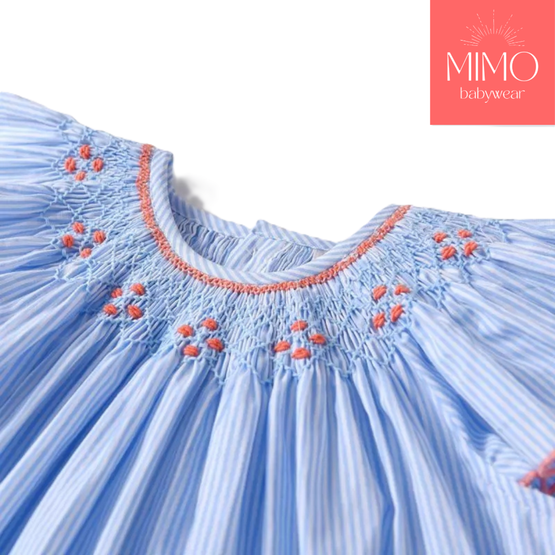 Pelele rayas azules (punto smock). - 3