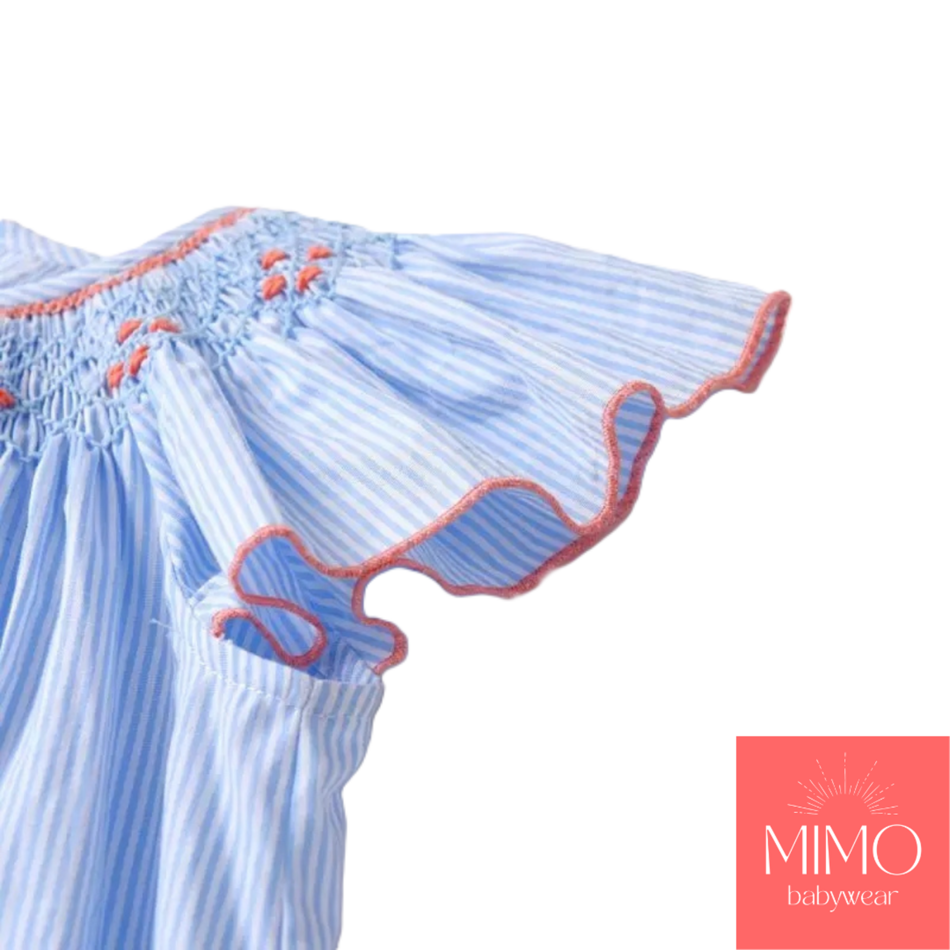 Vestido rayas azules (punto smock). - 5