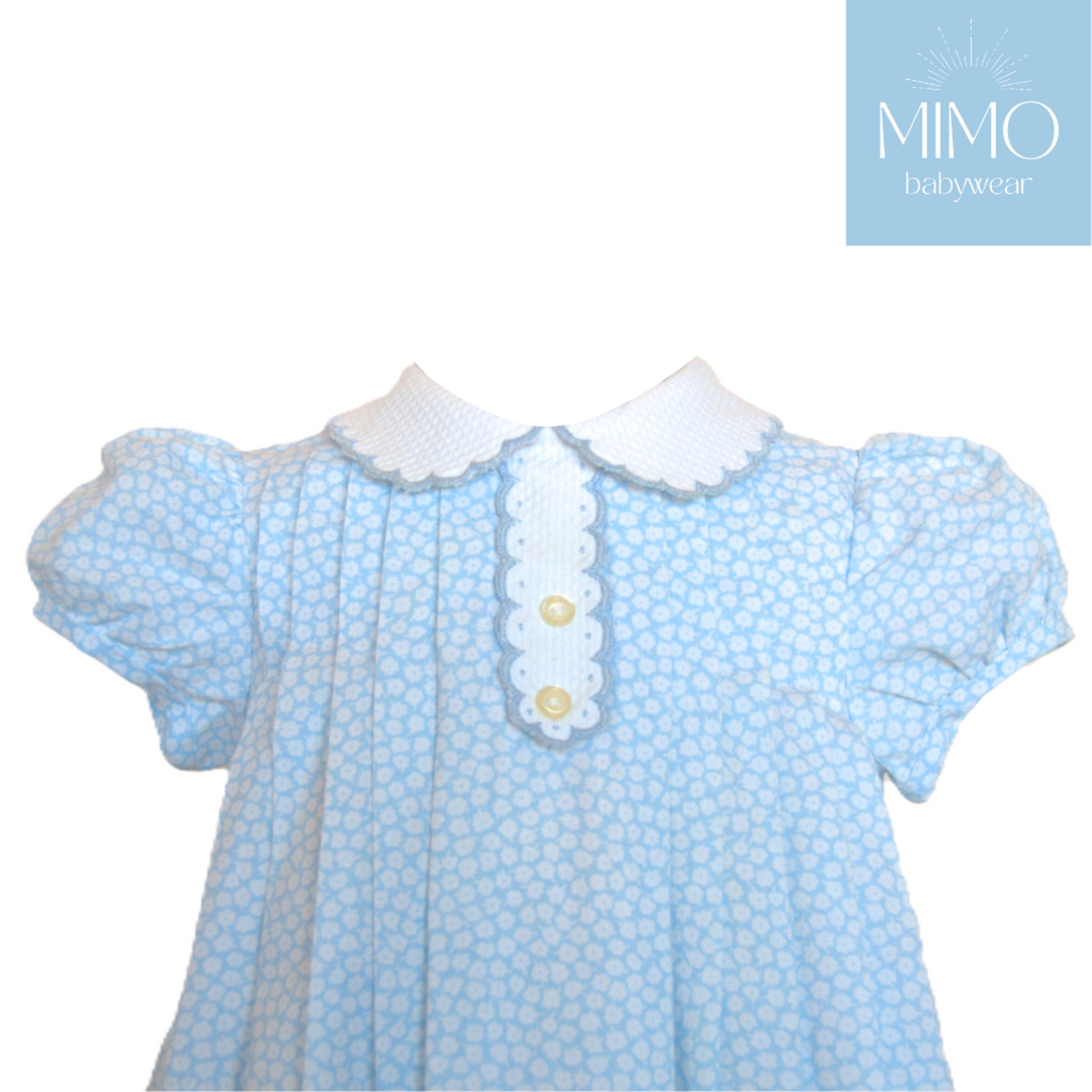 Vestido floral (azul y blanco). - 3